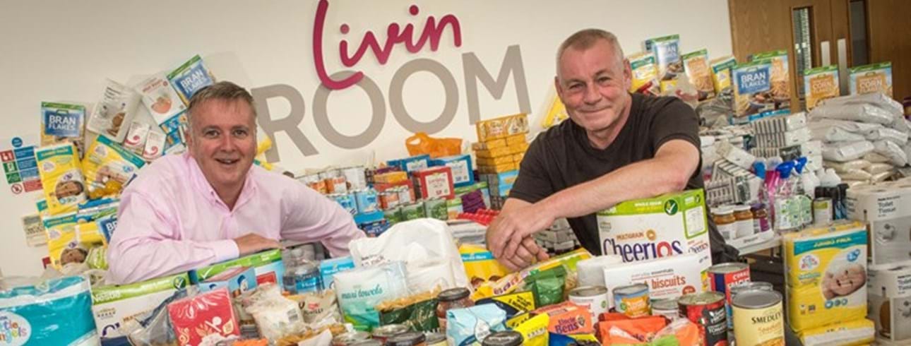 Colin Steel with Livin's food bank collection