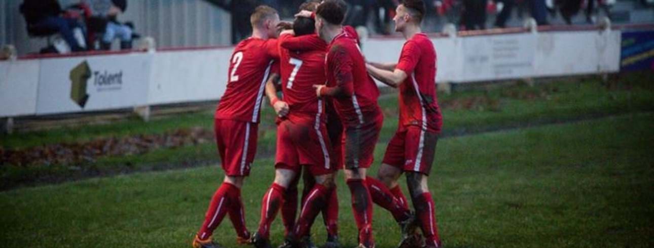 Shildon AFC players celebrating a goal