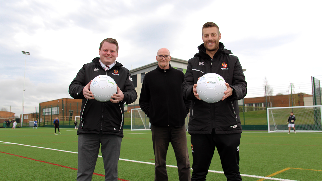 Ian Geldard (Town Mayor of Spennymoor and Managing Director at Spennymmoor FC), Andy Coulthard (Community Regeneration Manager) and Matthew Arnell (Spennymoor FC Sports Development Officer)