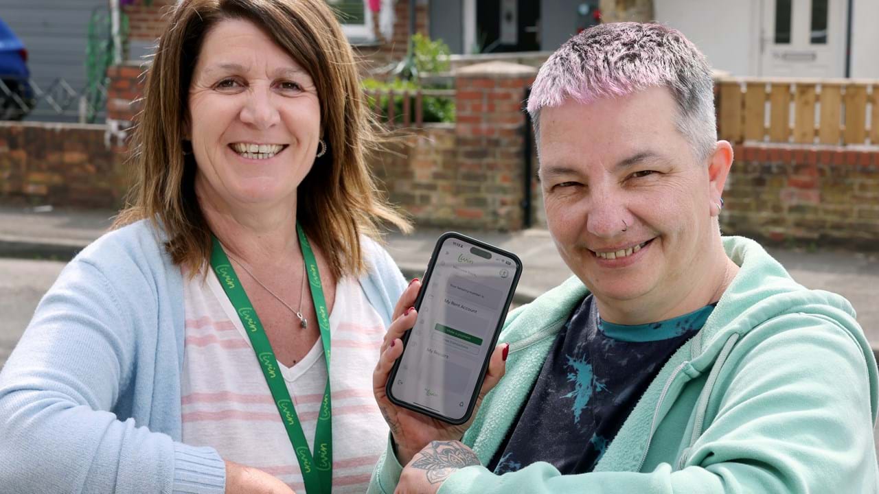 Pictured: Joanne Burnip (Financial Inclusion Manager) and Carol (Livin tenant)