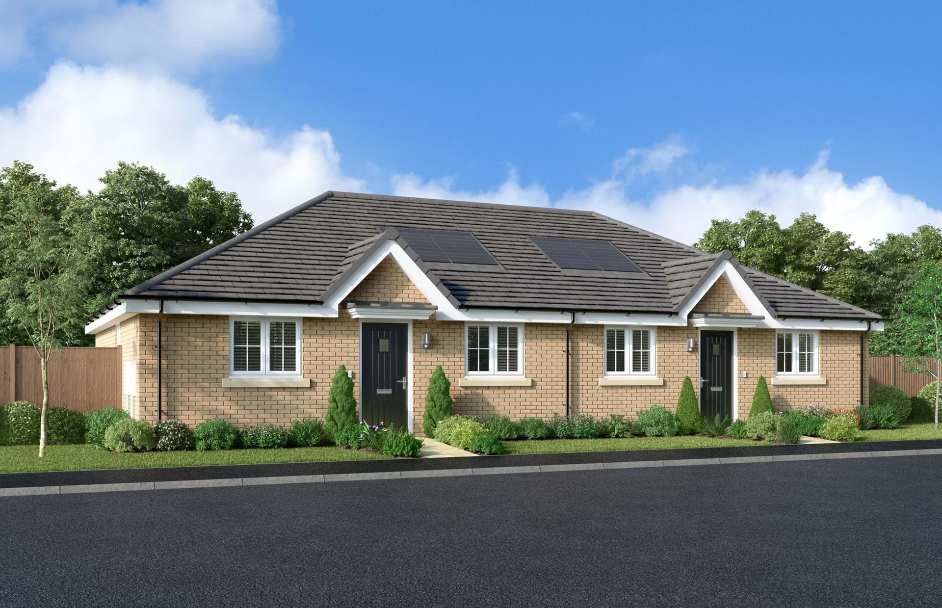 Illustration of front view of Juniper Close, Chilton