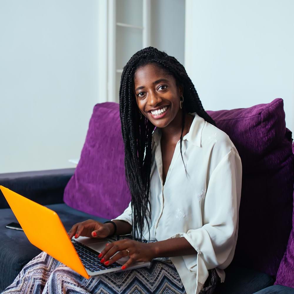 A woman who was given access to IT equipment by Livin so she was able to apply for jobs