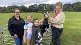 Pictured: left to right, Julie O'Connor (Community Regeneration Adviser), Lyla Dodsworth, Delilah Fox, Jessie the goat and Jade Kemp (Jubilee Field Community Centre Volunteer).