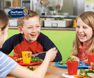 Children eating dinner