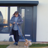 woman walking her dog