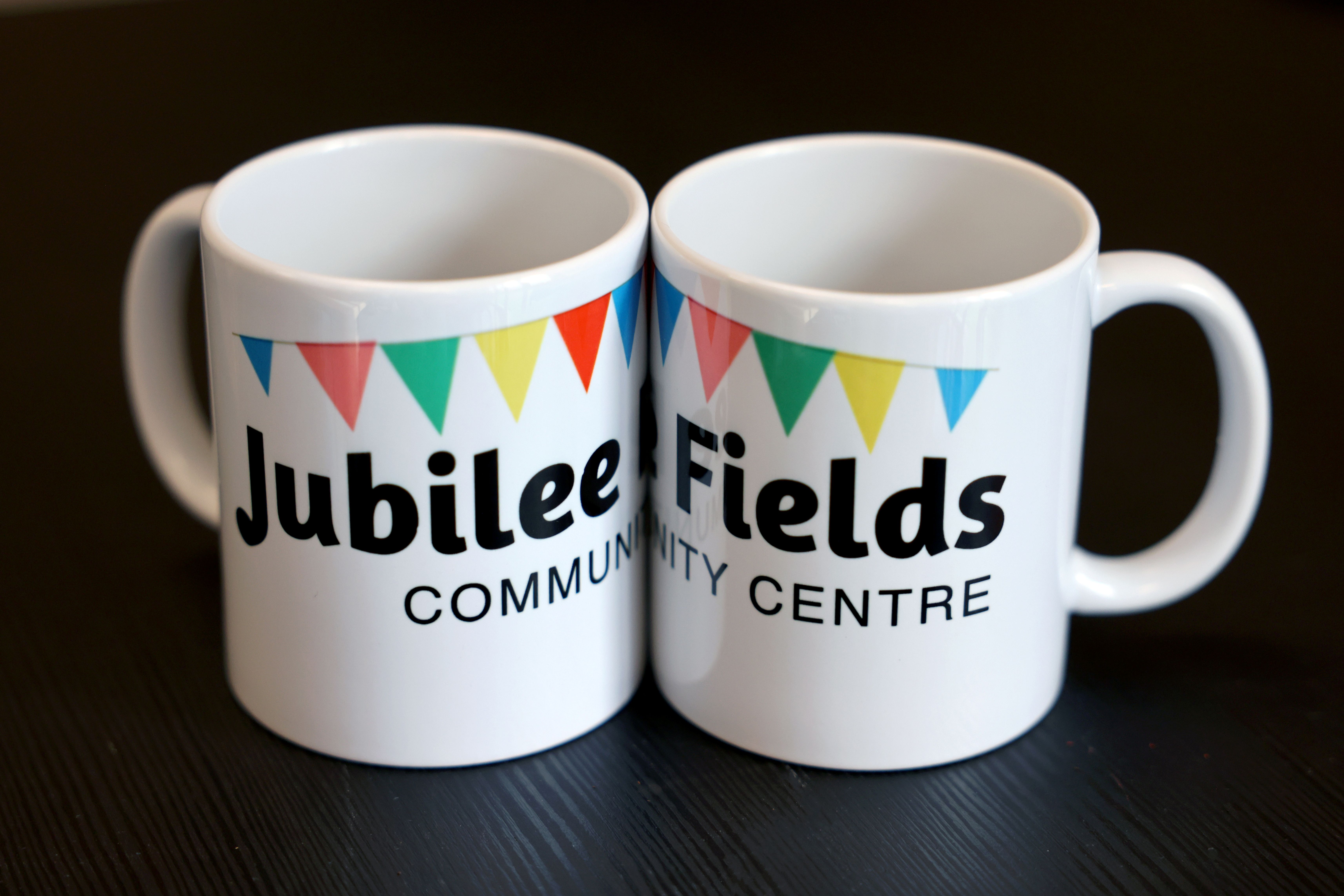 Jubilee Fields community centre mugs
